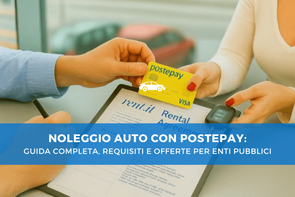 Persona che porge una carta Postepay durante la firma di un contratto di noleggio auto, con documenti su un tavolo e chiave dell’auto accanto, simbolo delle soluzioni di noleggio auto con Postepay dedicate a enti pubblici e professionisti.
